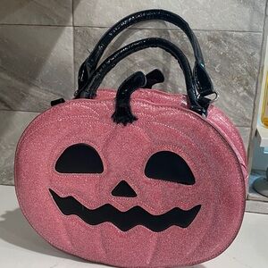 Pink Glitter Pumpkin Handbag By Too Fast Halloween-Themed